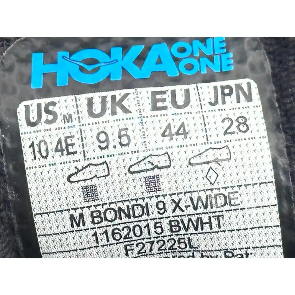 Hoka One One Bondi 9 1162015-BWHT Athletic Sneaker Mens 10 Black Knit Gym Sports